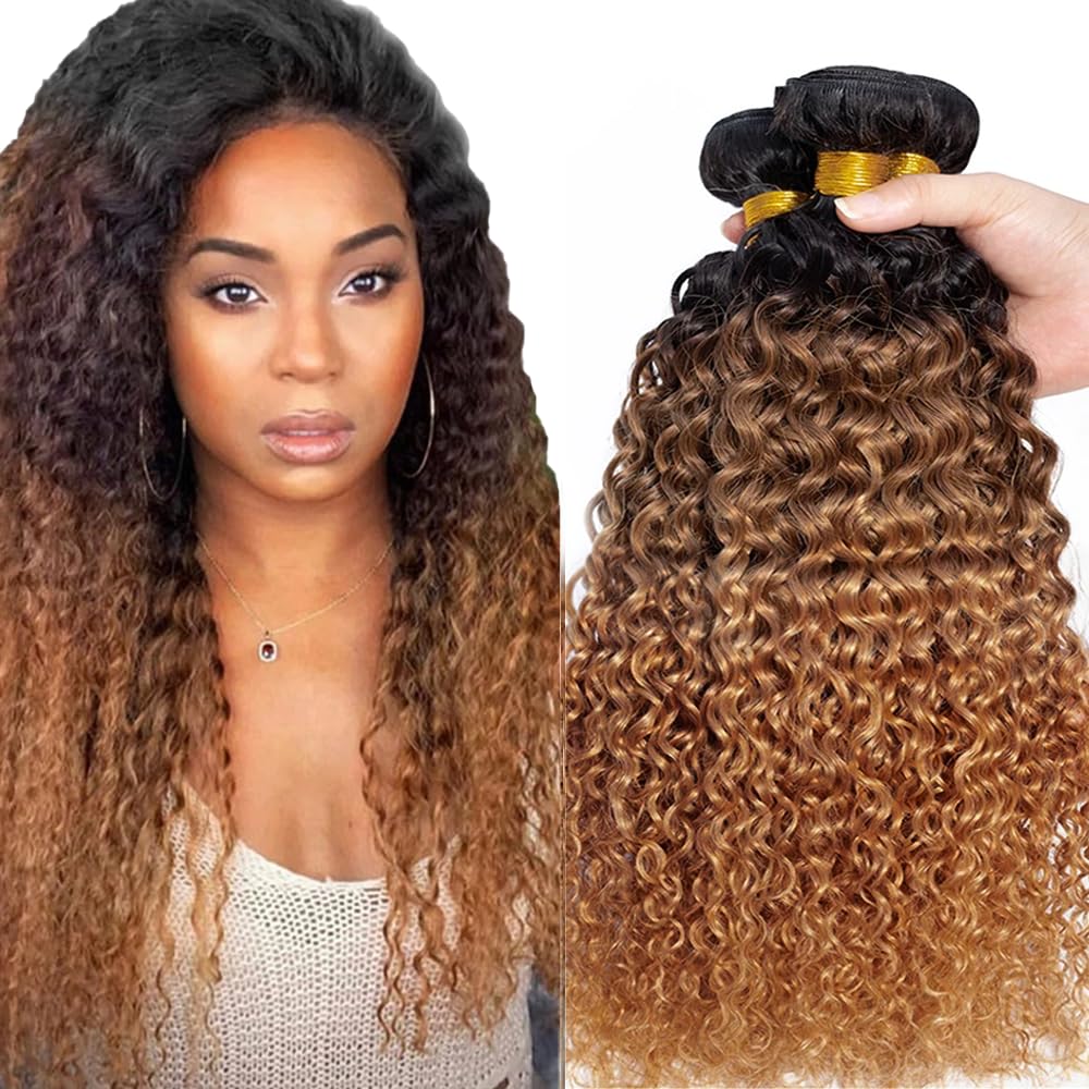 Ombre Brown Water Wave Bundles 1B430 Bundles Human Hair 26 28 30 Inch 8A Garde Brazilian Virgin Hair 3 Bundles Three Tone Black And Color #4 Mixed With Color #30 Human Hair Bundles Hair Weave