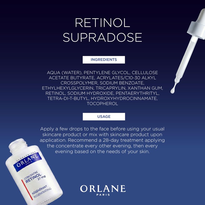 Orlane – Retinol Supradose Serum, 1.0 fl oz, Concentrated Retinol Treatment, Targets Wrinkles, Fine Lines & Uneven Tone, Regenerating 27 mg Retinol, Silky Fast-Absorbing Texture