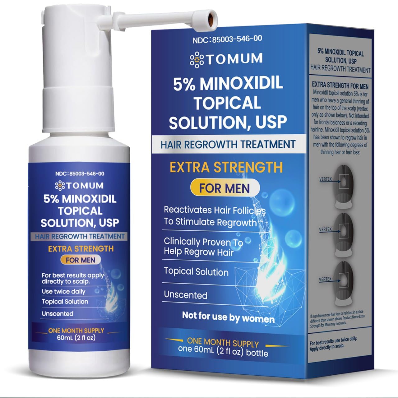 Minoxidil Hair Growth Treatment - 5% Topical Spray for Men & Women | 60ml, 2-Pack for Thicker, Stronger Hair