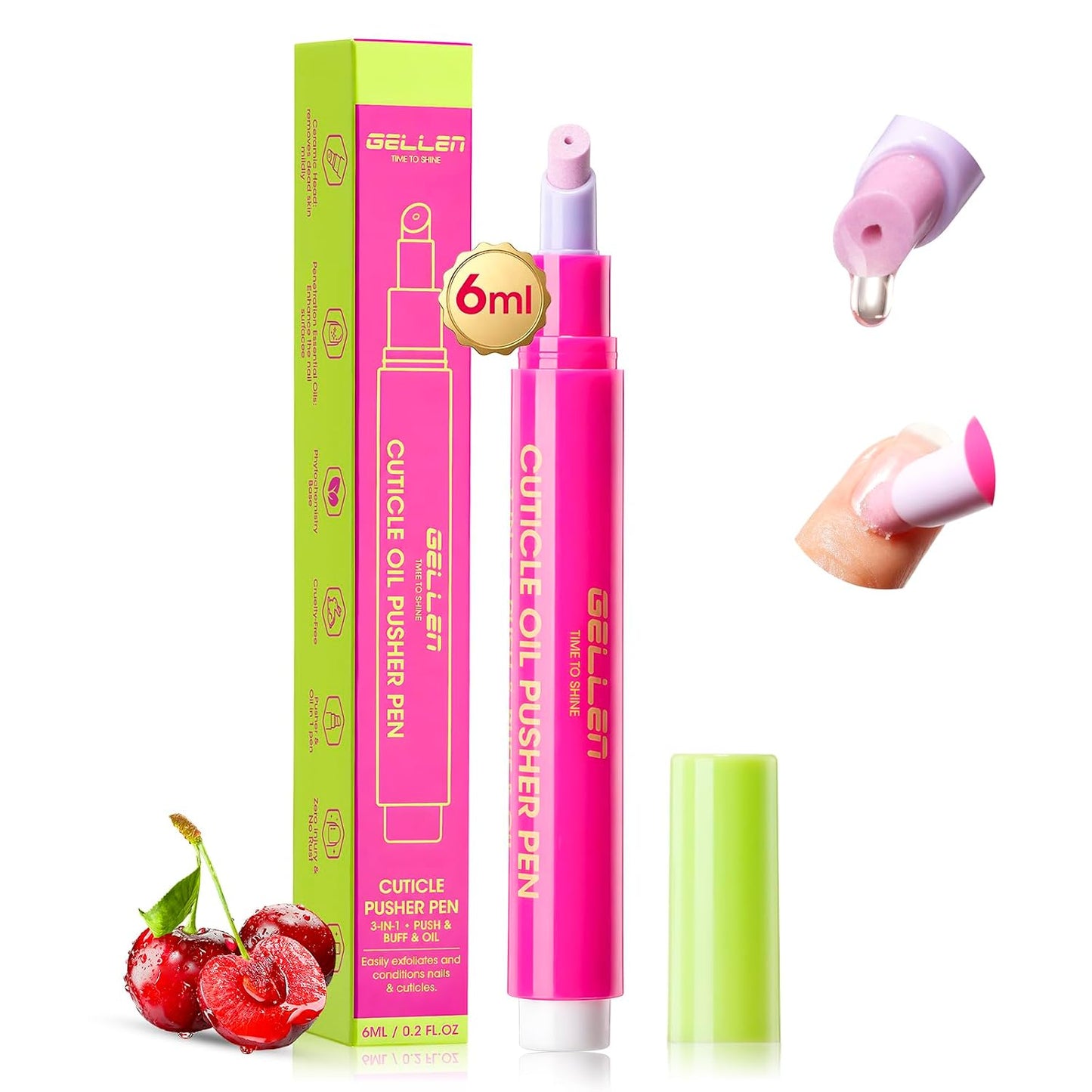 Gellen Cuticle Oil Pusher Pen - 6ml Aloe Vera Cuticle Remover & Gentle Nail Care Tool for Dry Cuticles