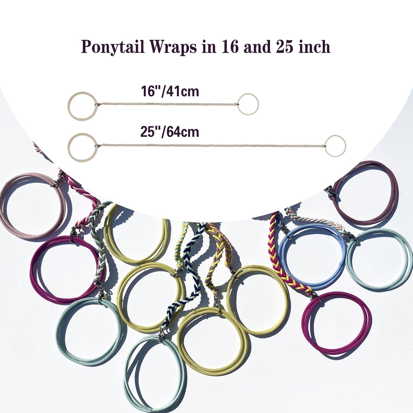 Hair Ties for Thick Hair, 25" Elastic No Tangle Spiral Hair Ties Damage-Free Ponytail Holders for Thick Long Hair Motorcycle Hair Accessories for Sports- Bike Riding Swim Skiing- Aqua+Pink