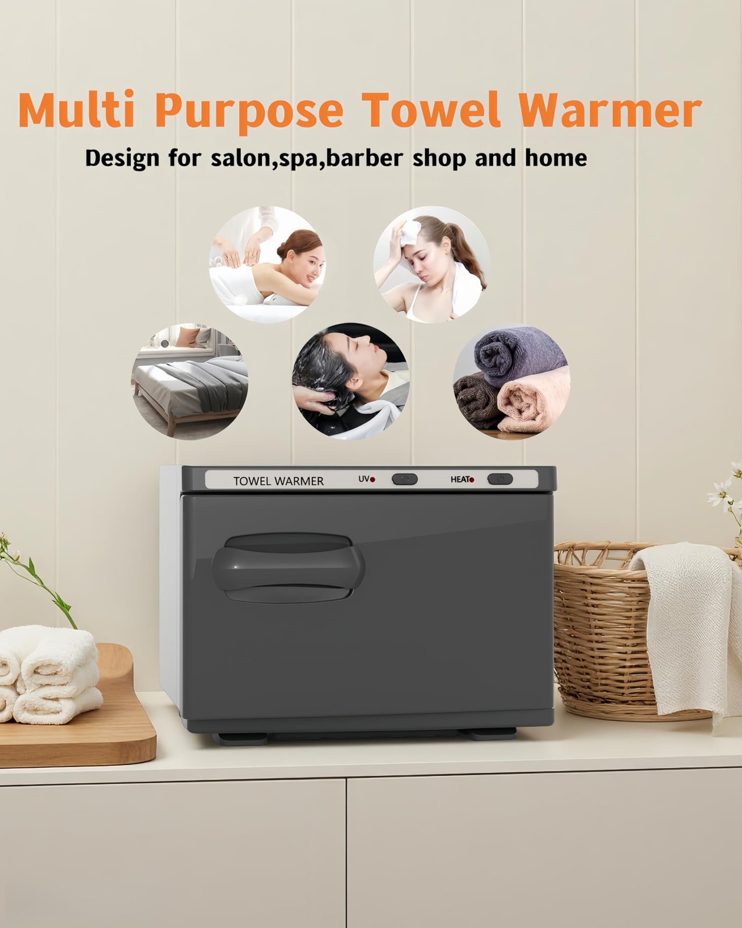 Asiakarn Towel Warmer, Hot Towel Warmers Spa, 8L Professional Mini Towel Warmer, Towel Warmer for Facials. (Black)