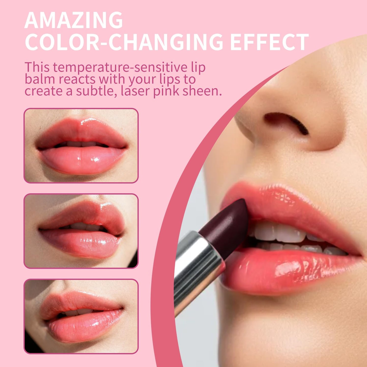 QIC Color Changing Lipstick，PH Lipstick Color Changing, Long Lasting Nutritious Balm, Temperature Change Moisturizer,lipstick for women， Long Lasting