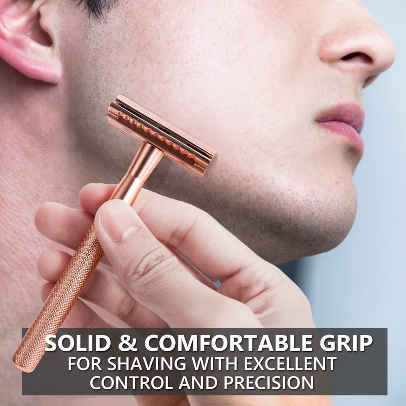 DreamGenius Safety Razor for Men and Women,All Double Edge Razor Blades Lady Razor Eco-Friendly Zero Waste Beauty Environmentally,Rose Gold