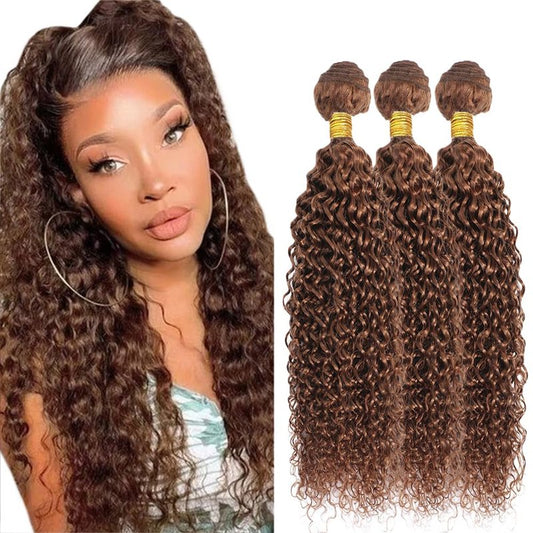28 30 32 Inch #30 Brown Bundles Water Wave Bundles Human Hair Light Brown Water Wave Bundle Unprocessed Brazilian Virgin Weave Hair 3 Bundle 50 Gram Per Bundle for Black Women