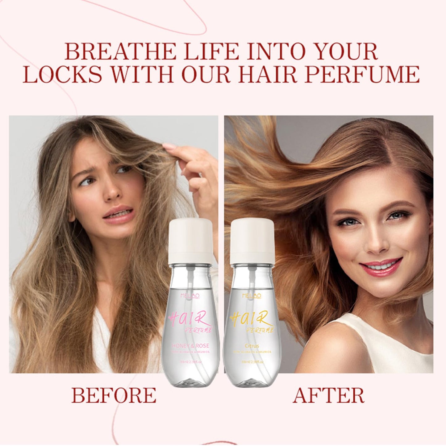 Hair Perfume,Honey & Rose Hair Perfume with Jojoba Oil & Argan Oil for Dry Damaged Hair,Nourish Hair and Shine,Reduce Split Ends and Fight Frizz,Hair Perfume for Women Long Lasting / 2.98 Fl.Oz