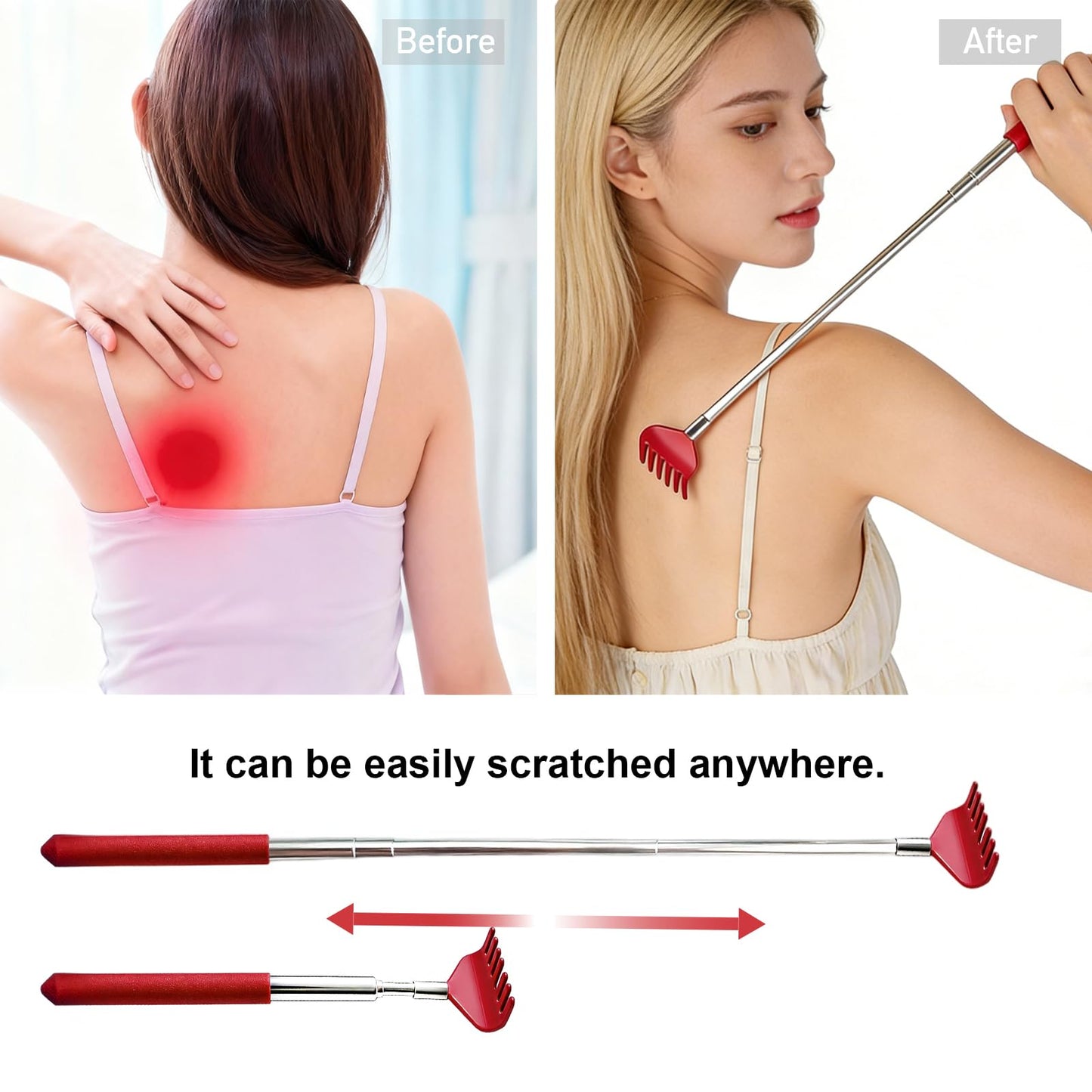 ZMOIVOK 6 Pack Back scratchers Set,Rubber Handles and Stainless Scratch Heads Back Scratcher Extendable,for Back,Neck,Shoulders,Beautiful Present Packaging Gifts for Thanksgiving,Christmas (Mix)
