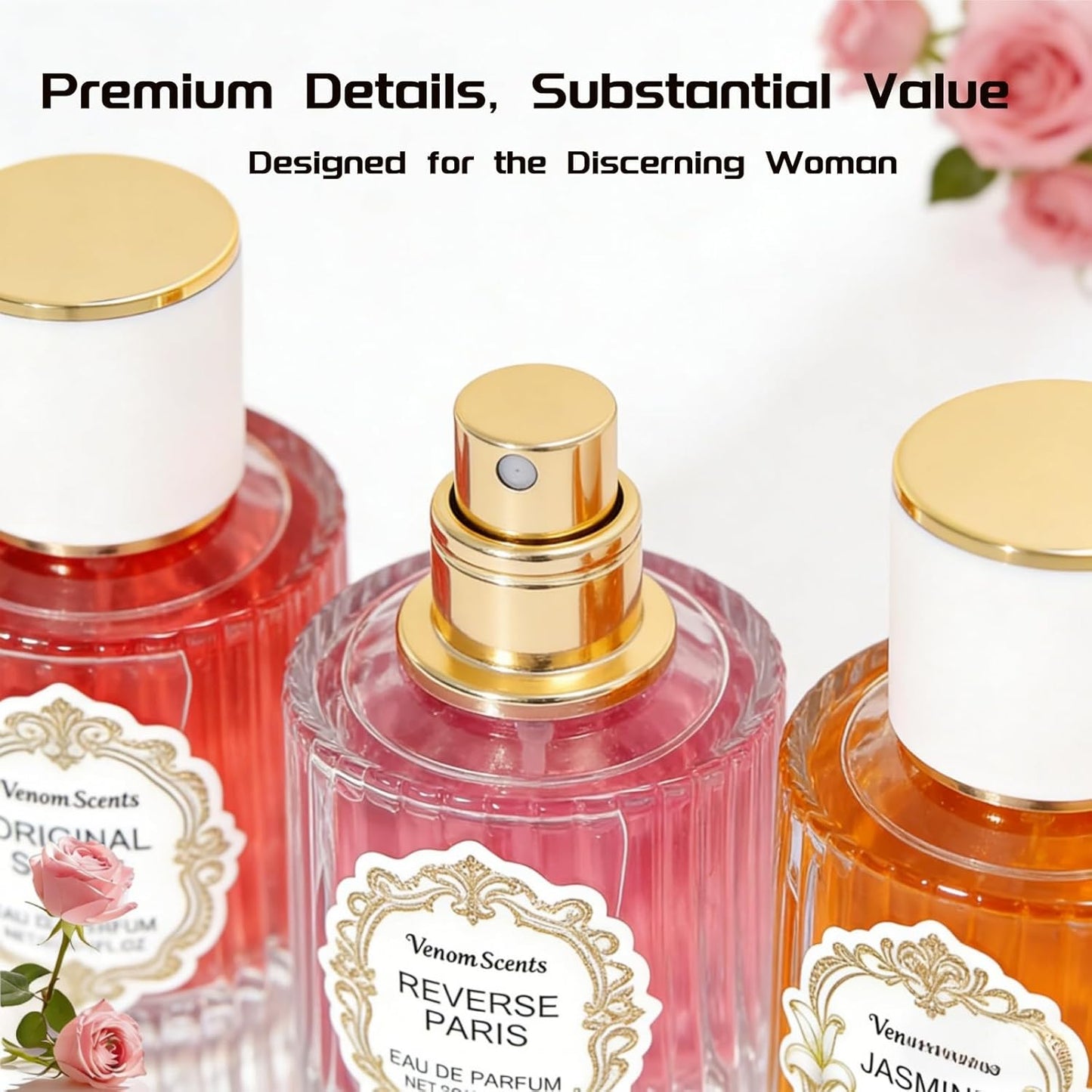 Floral Perfume Collection - 3PCS Pheromones for Women | Jasmine, Lily & Peony - 3 Fl Oz