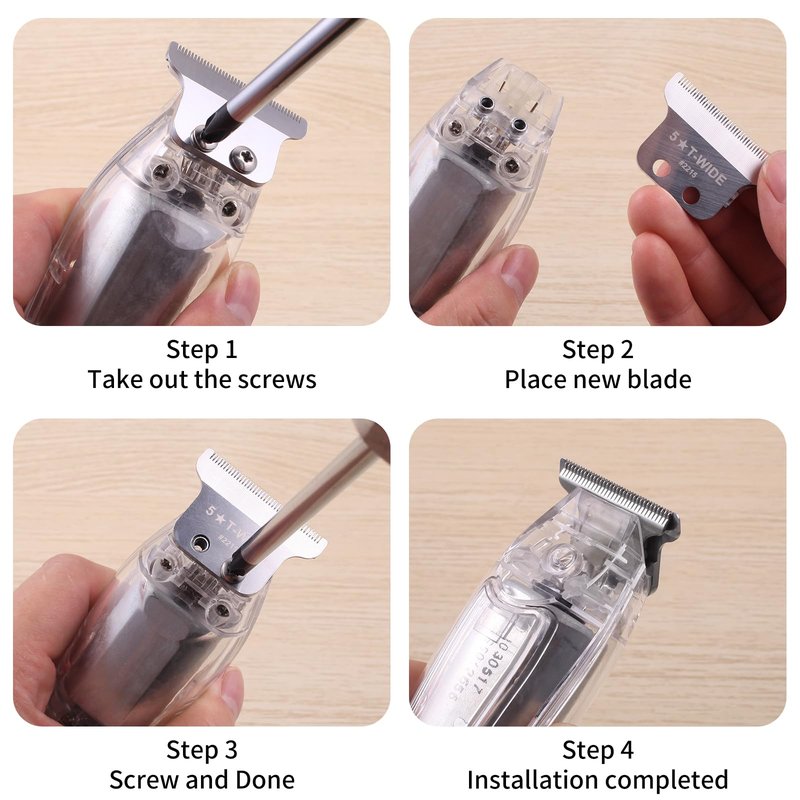 2215 Replacement T Wide Blades for Wahl 5 Star Detailer Li Trimmer 8081 and 8171 - Adjustable Stainless-steel Zero-Gap Trimmer Blade, Silver