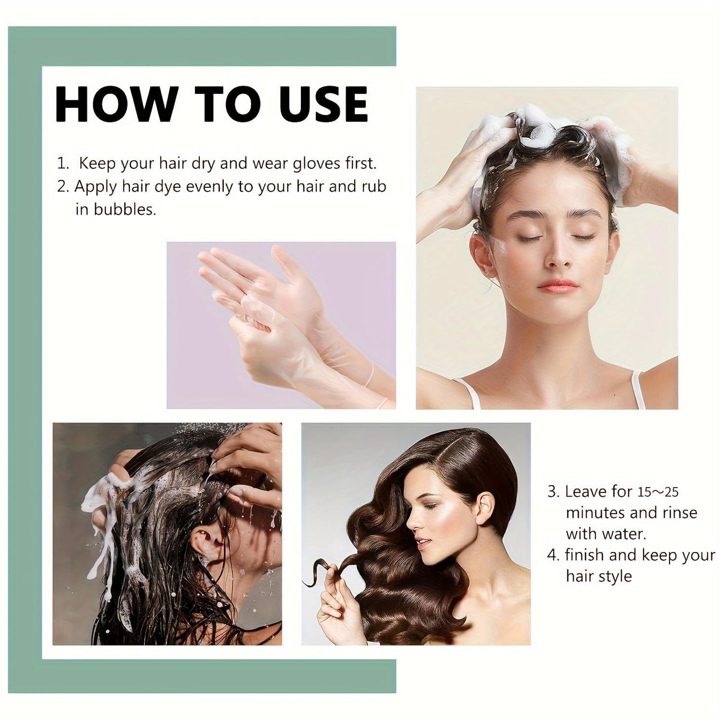 Chestnut Brown Hair Dye Shampoo, Hair Color Shampoo 3 in 1 for Women Men Gray Hair Coverage with Herbal Ingredients