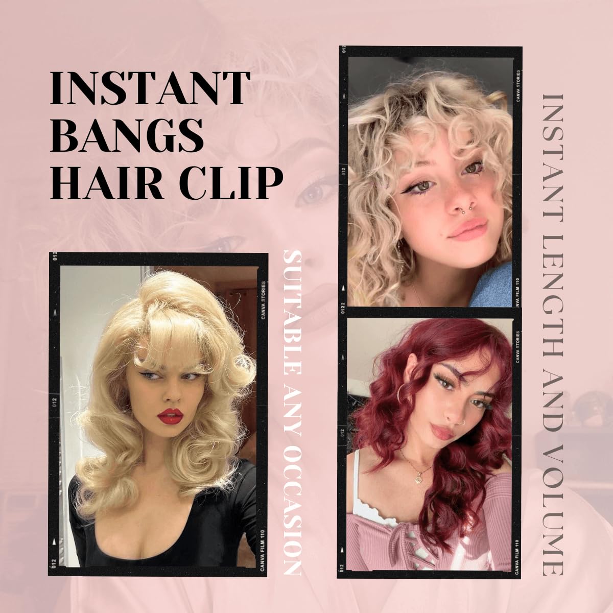 VAVANGA Curly Bangs Clip in Hair Extension