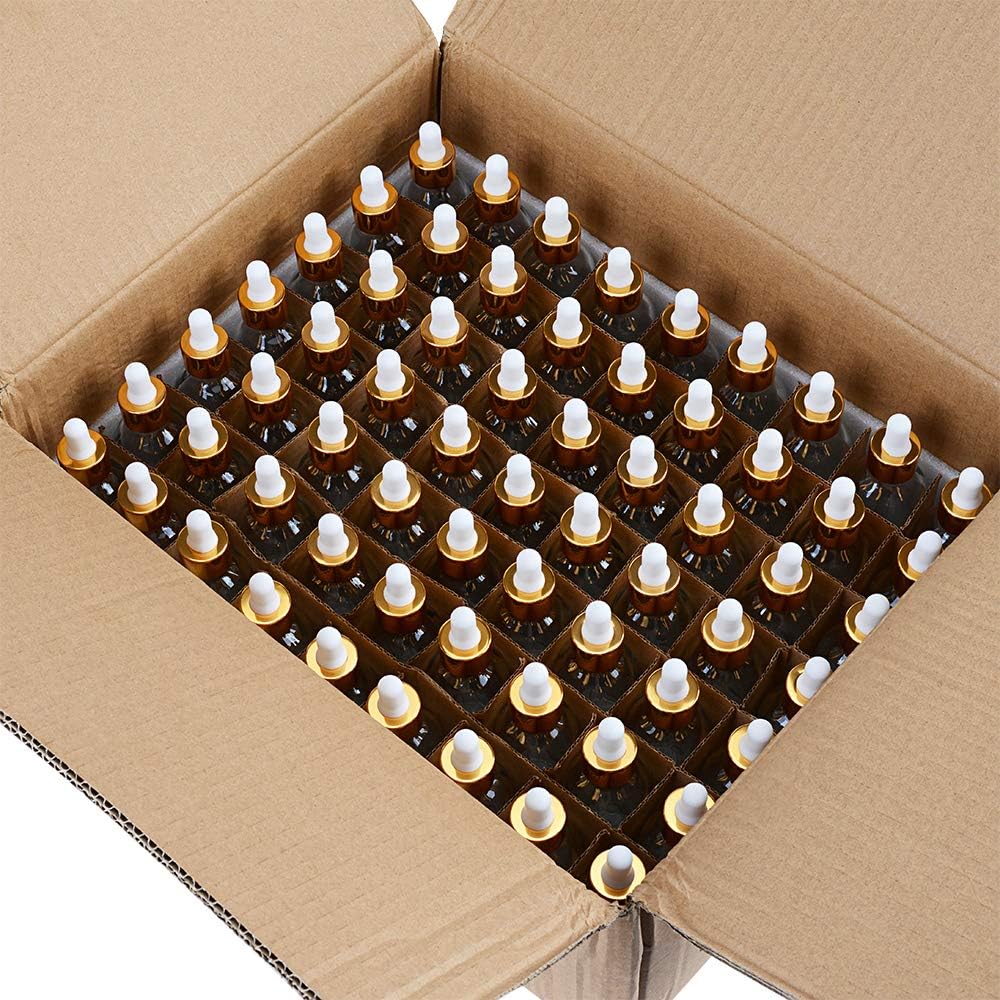 Glass Eye Dropper Bottles 2oz (60ml) - 63 Pack Clear Thick Bottles with Leakproof Golden Caps | Ideal for Essential Oils, DIY Serums, Travel