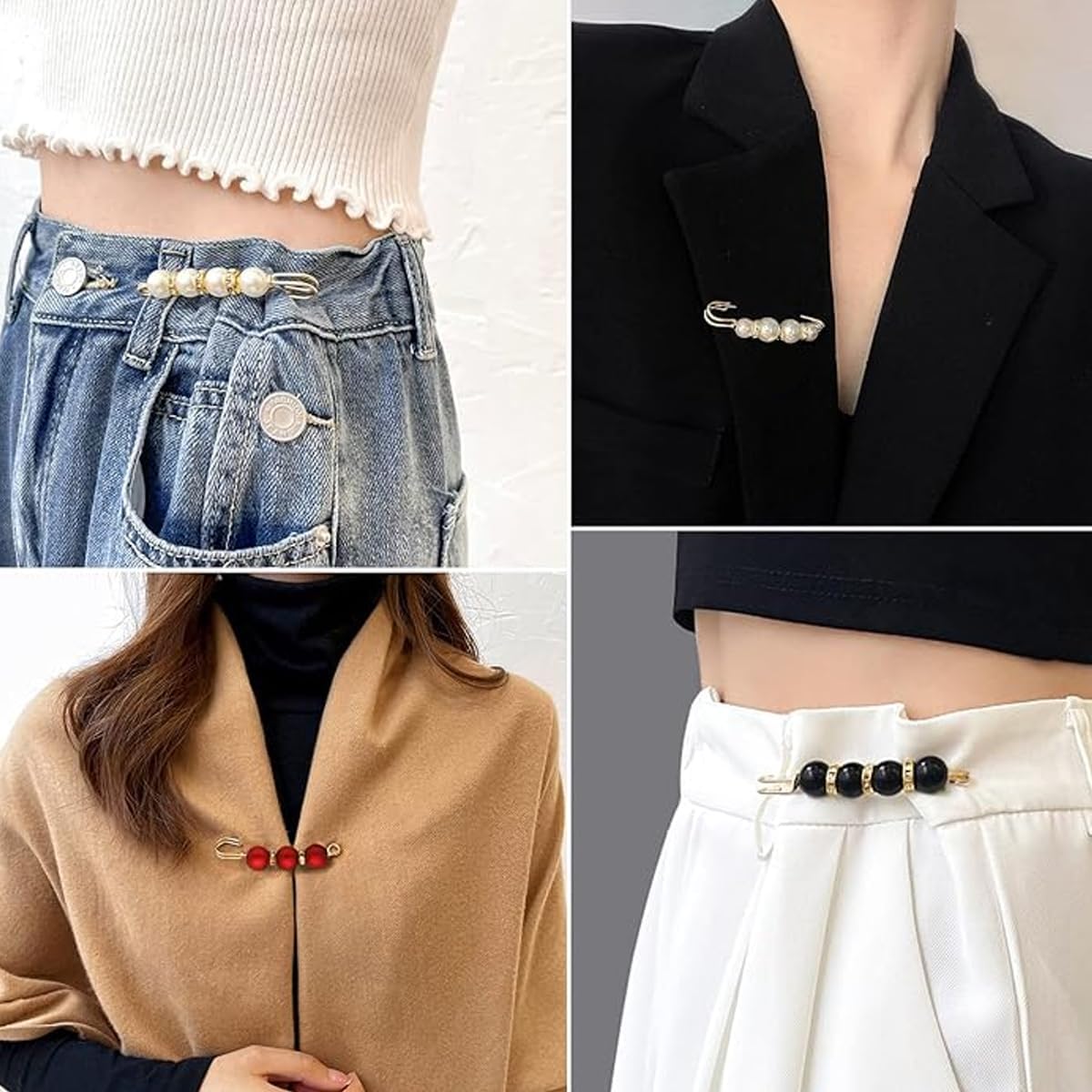 Pearl Brooch Set - 7 Pcs Elegant DIY Accessories for Sweater, Shawl, Dress & Scarf | White