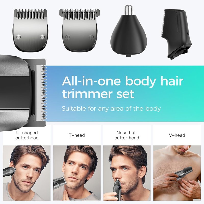 Beard Trimmer for Men - 14 Piece Professional Mens Grooming Kit, Christmas Gift Multi Groomer for Beard face Nose Ear Hair Trimmer Hair Cutting kit IPX7 Wet/Dry Use 210 Mins Shaving for Him Father