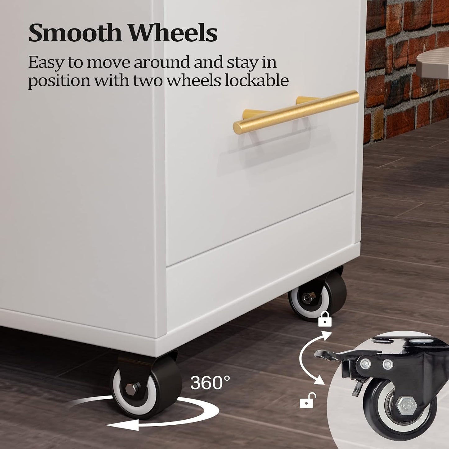 Salon Trolley Cart with Wheels - Mobile Hairdressing Station | Wooden Storage Cabinet, 3 Large Drawers, White