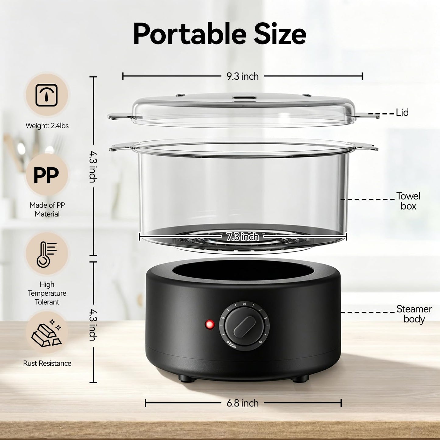 VERYTOP Mini Hot Towel Warmer - 1 min Steam & 60℃ in 20mins, Towel Steamer for Facials/Barber/Massage, Portable 2.4lbs Small Heater for Home Spa/Bathroom/Light Salon Use (Black-X-Mini)