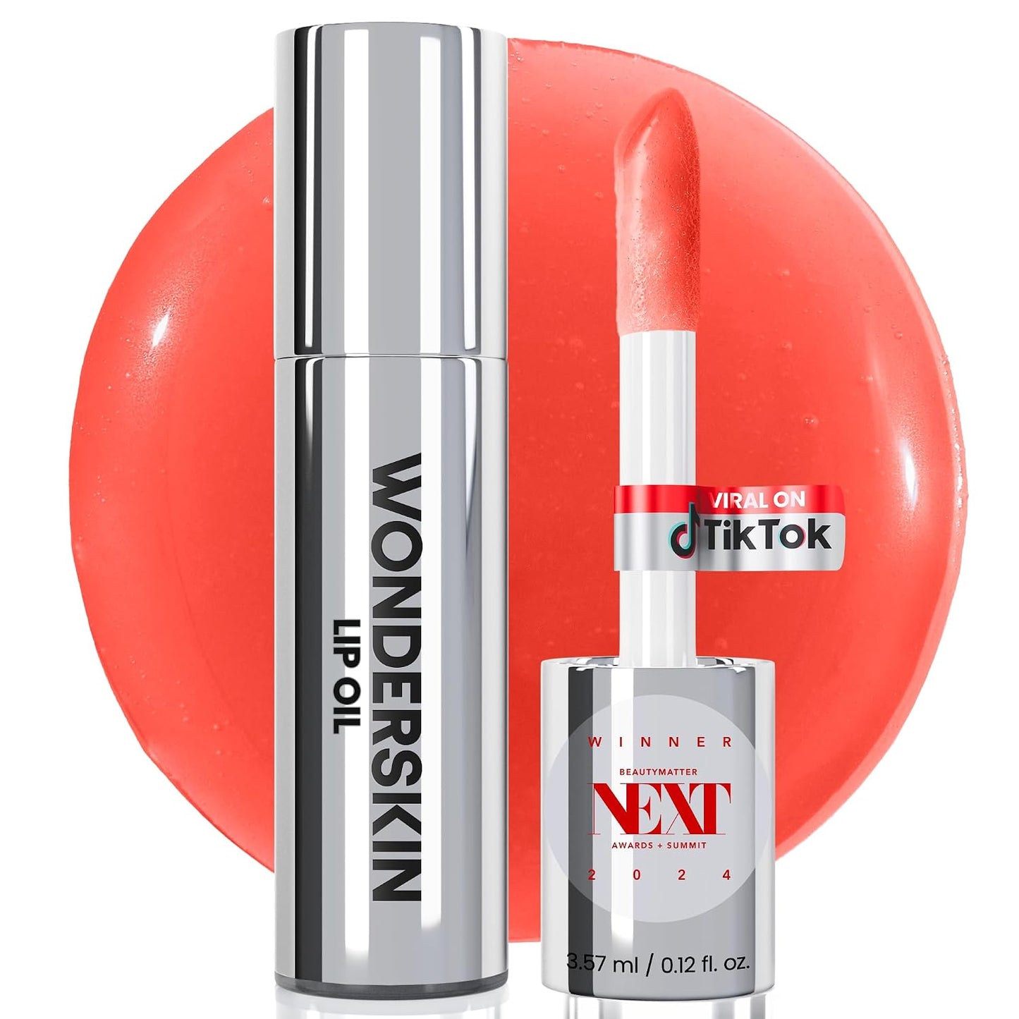 Wonderskin Tinted Lip Oil Rehab Serum - Hydrating, Non-Sticky Deep Red Tint for Dry Lips | 0.5 oz