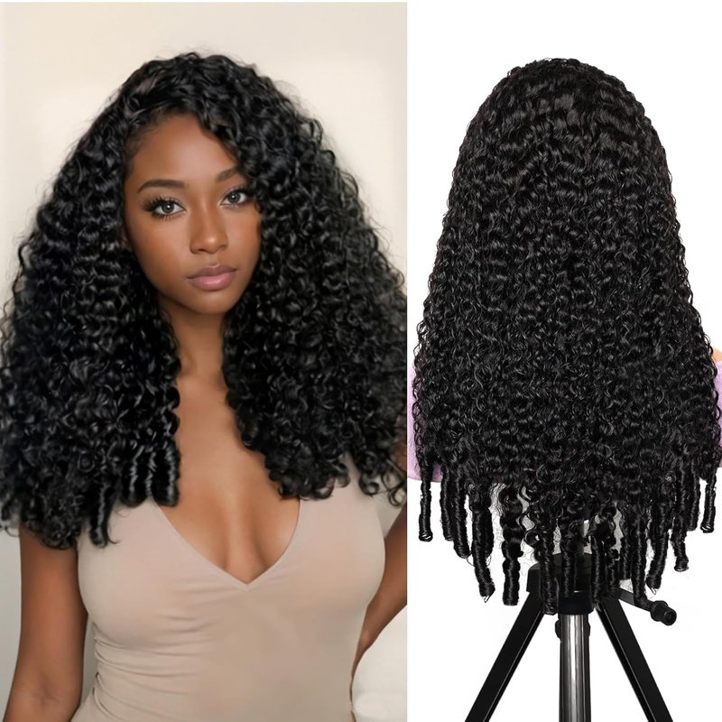 Burmese Curl Half Wig - 16-Inch Human Hair, 200% Density, Glueless | Beginner-Friendly Drawstring Design