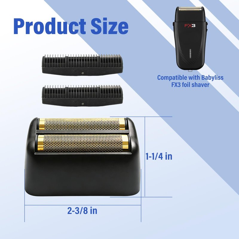 Replacement Head Compatible with BaByliss FX3 Foil Shaver, Replacement Blade Compatible with BaByliss Pro FX3 Foil Shaver Replacement Head, FXX3RFB Black Razor Replacement Foil Head with 2 Cutter-1PCS