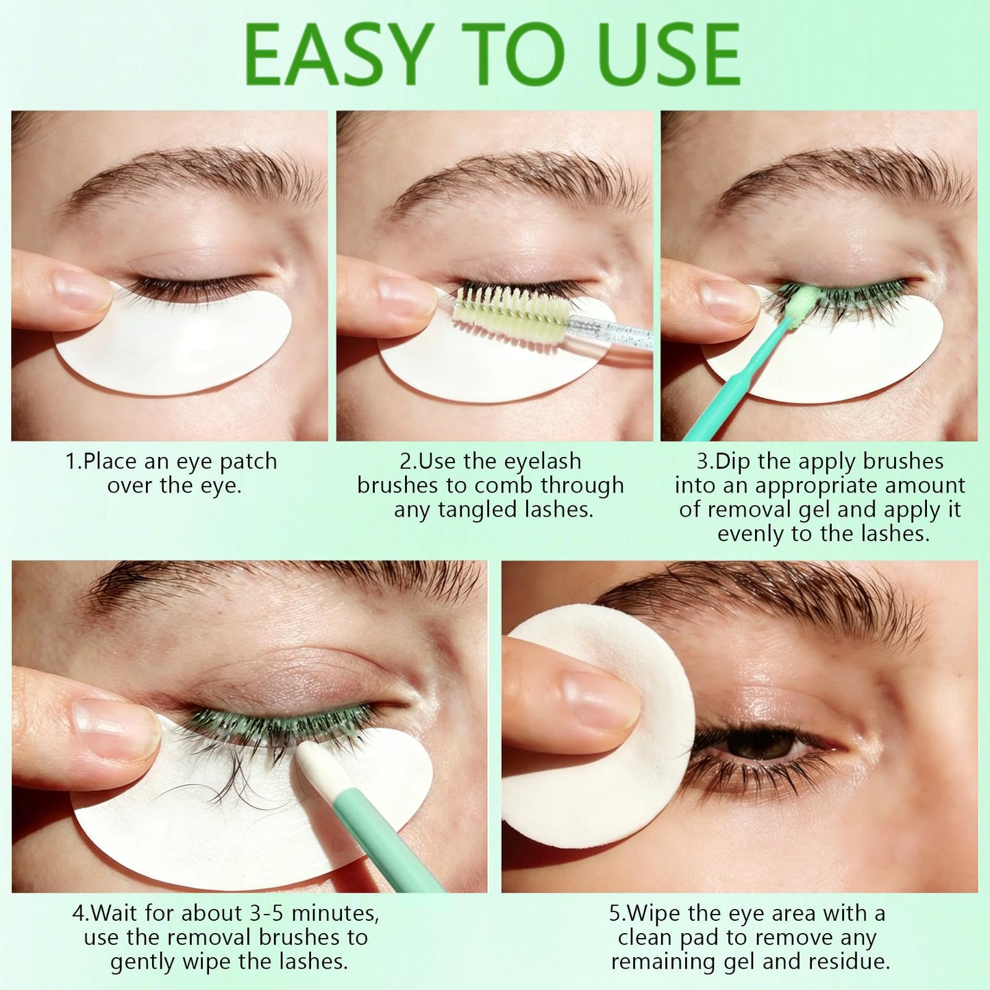 Pjordo Eyelash Extension Remover Set, 10g Lash Extension Remover with Gentle Formula, Quick Dissolution & Non-Irritation, Professional Eyelash Removal Tool Set Suitable for Beginners (Aloe)