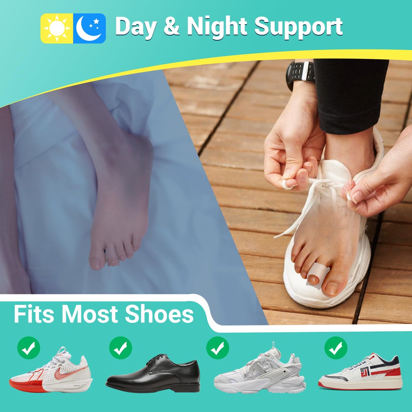 TASZOOS Hammer Toe Straightener Corrector for Women & Men - Hammer Toe Straightener, Gel Toe Splints - Realign Bent, Curled, Crooked, Claw, Hammer Toes - 3 Different Sizes (S/M/L) - 6pcs (Clear)