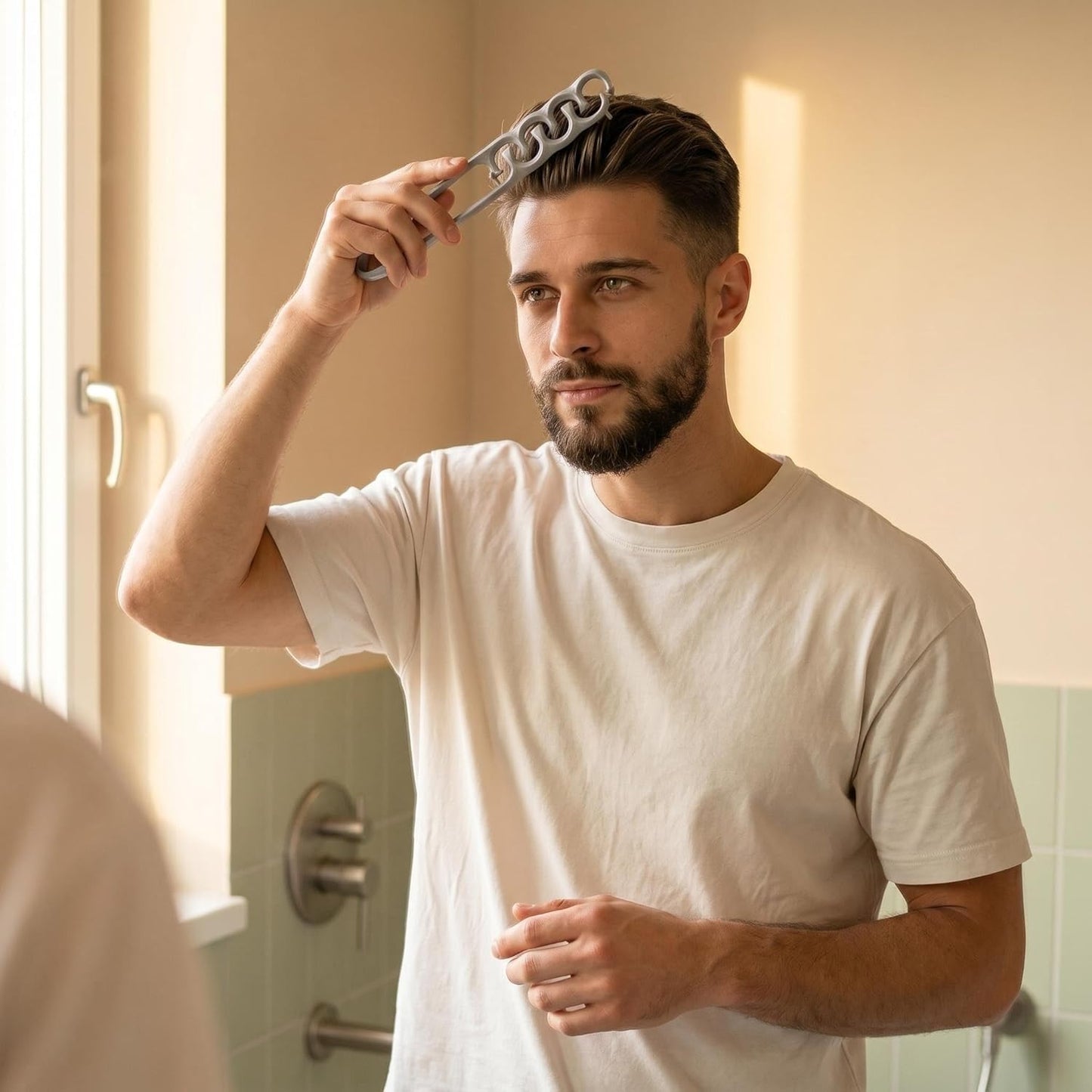 Wide-Tooth Volumizing Comb - Textured Styling Tool for Unisex | Soft Grip, Lifts Hair Roots, Gray