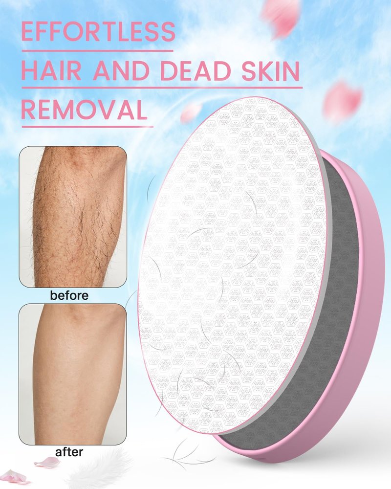 BEZOX Glass Hair Eraser, Magic Crystal Hair Removal Epilator for Full Body, Innovative Glass Body Hair Shaver for Travel, Gentle Exfoliation for Bikini, Legs, Arms, and Back - Pink