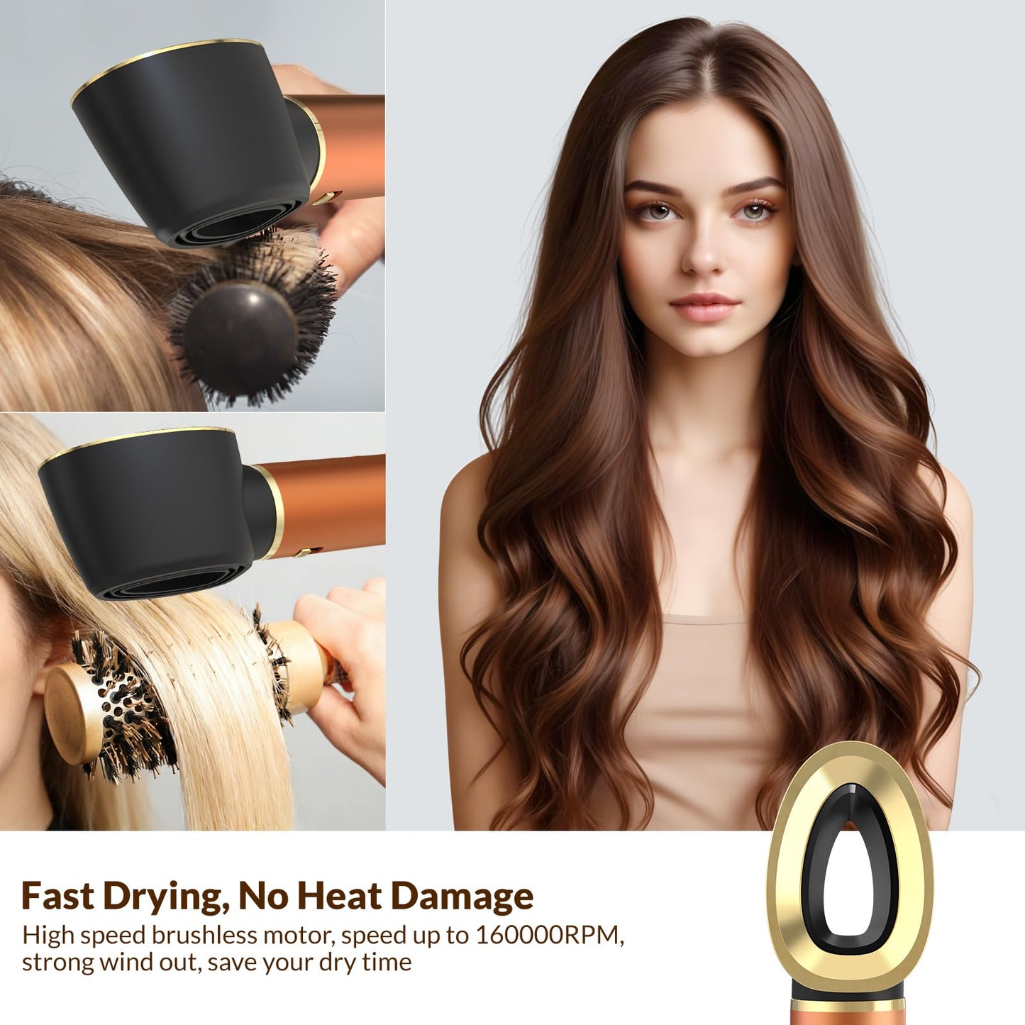 5 in 1 Air Styler Set, High-Speed Ionic Hair Dryer Brush, Coanda Effect Auto Wrap Curlers, No Heat Damage, Multi Hair Styler Tool for Curling, Volumizing & Fast Drying, for Versatile Styling