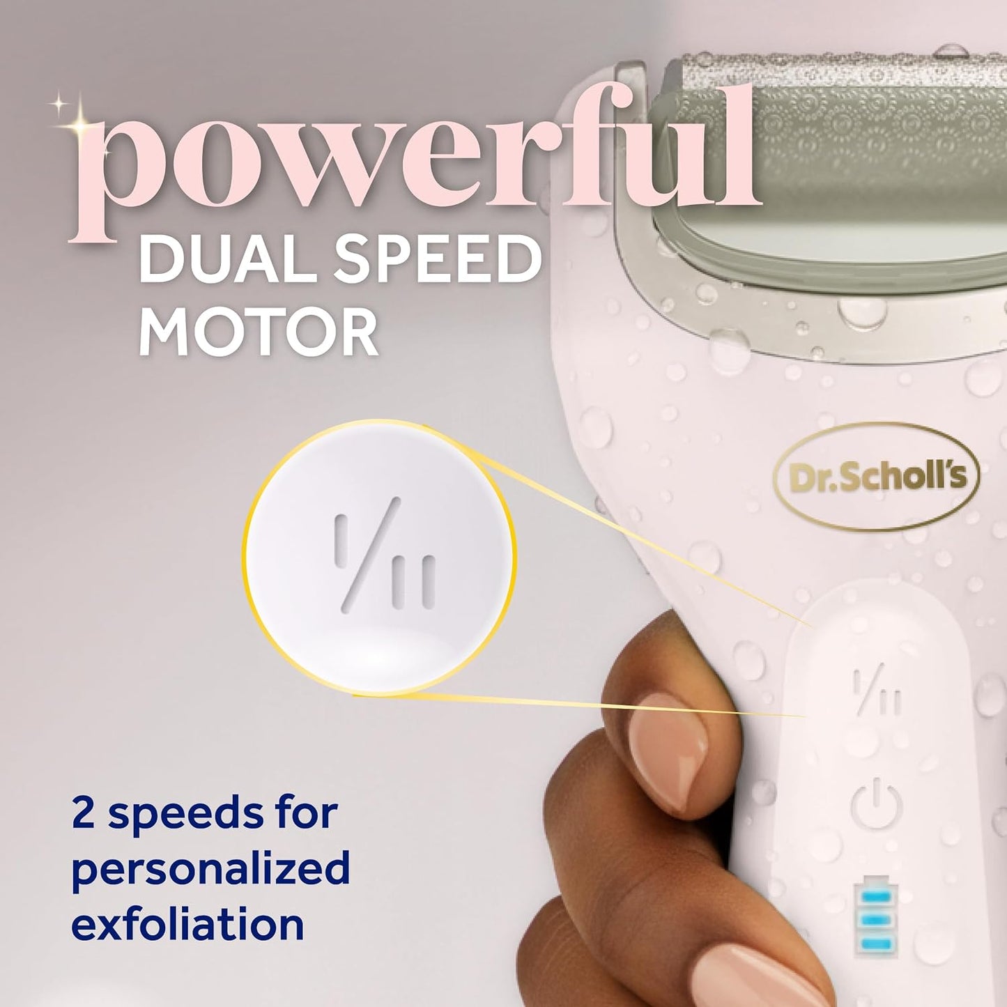Pedi Perfect Electric Foot Callus Remover - Waterproof & Rechargeable | 2 Roller Heads, 90 Min Run Time