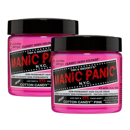 Classic Cotton Candy Pink Hair Color - Semi-Permanent Bright Pink Dye for All Hair Types | Vegan & Cruelty-Free (4oz / 2pk)
