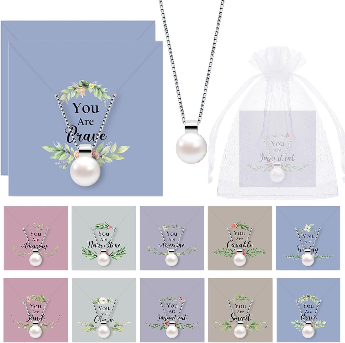 Christian Faith Pearl Necklaces - Elegant Church Gifts for Moms & Women | Bulk Options Available (10/20/40)