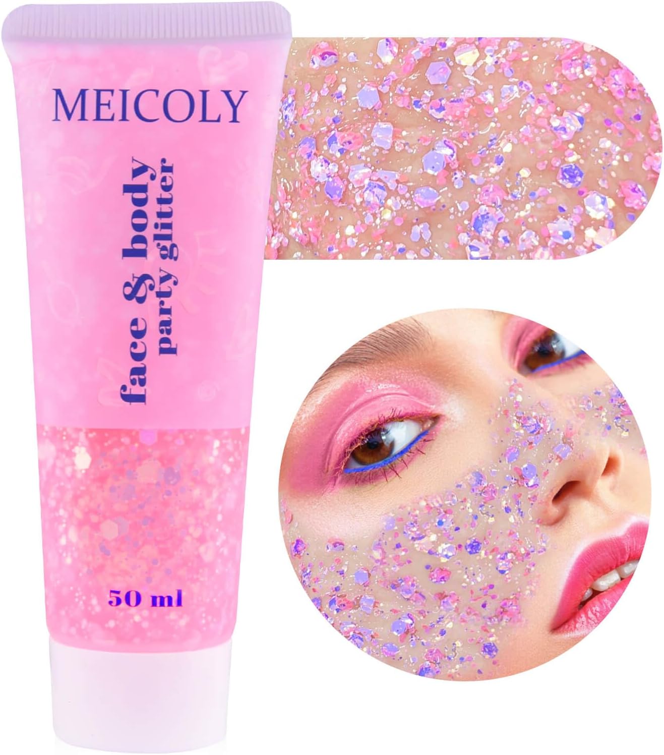 Star Shaped Red White and Blue Body Glitter Gel - 50g Patriotic Face & Hair Glitter for 4th of July Outfits