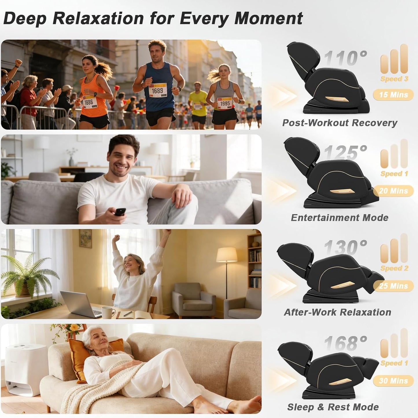 Massage Chair - Full Body Zero Gravity with Back Heat & Bluetooth Speaker | Megashock SL Track 2026
