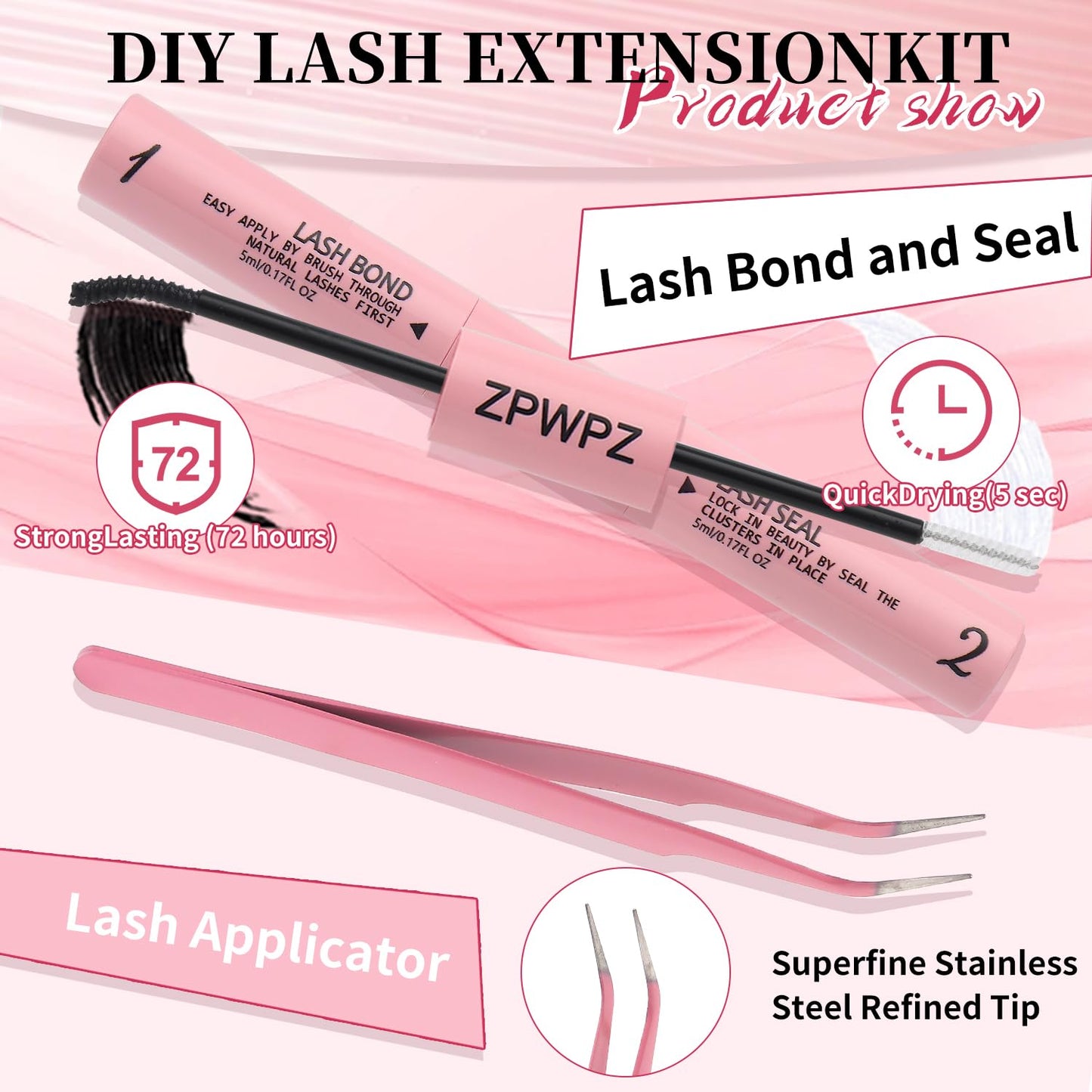 Manga Lash Clusters Kit - Spiky Eyelash Extensions with Bond & Seal | 120 Pcs Aesthetic Lashes