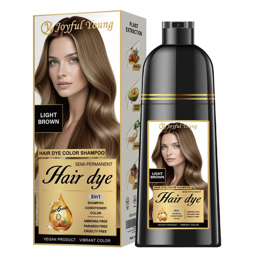 Light Brown Hair Dye Shampoo - 3-in-1 Semi-Permanent Gray Coverage | Vegan & Ammonia-Free