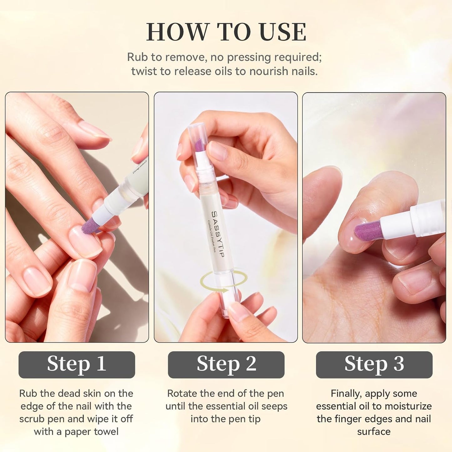 Ceramic Cuticle Pusher & Oil Pen Set - Nourishing Cuticle Remover Gel with Jojoba Oil & Vitamin E | 2ml Oil, 1 fl. oz Gel