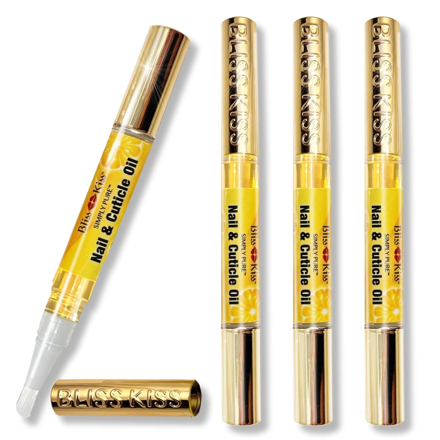 Crisp Fragrance Nail Oil Cuticle Pens - Vitamin E & Jojoba Nail Strengthener for Brittle Nails | 4-Pack