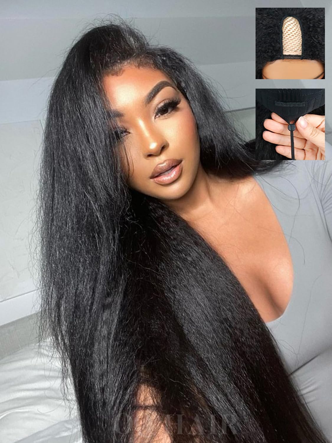Kinky Straight U Part Wig - 20 Inch Human Hair for Black Women | Glueless, Natural Hairline, 220% Density
