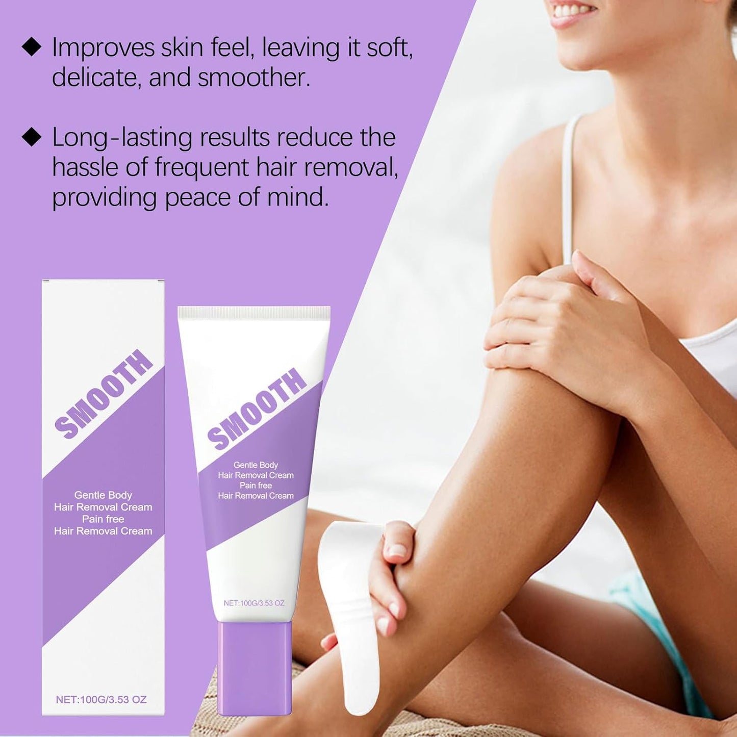 Hair Removal Cream for Sensitive Skin - Fast-Acting Formula with Aloe & Hyaluronic Acid | 2PC Set for Men & Women