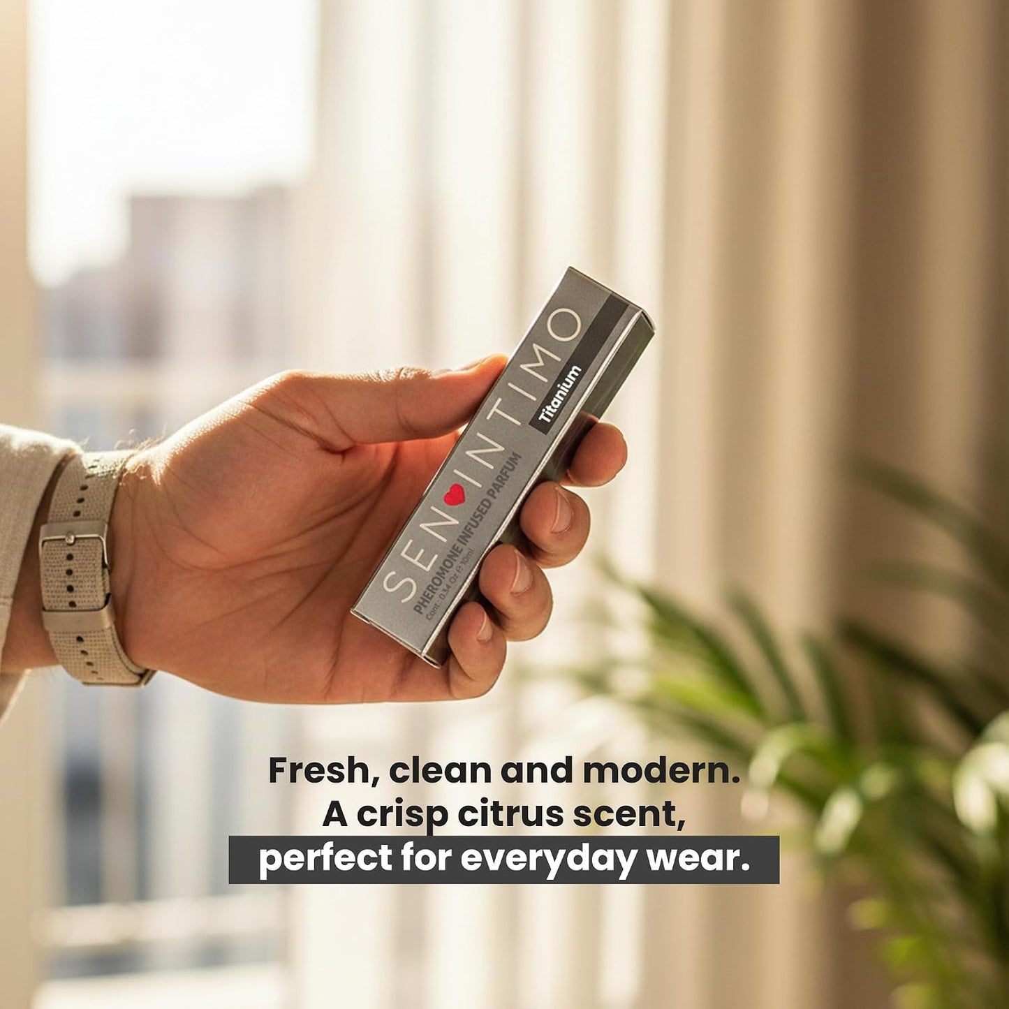 Sen Intimo Pheromone Infused Perfume for Men - Titanium Edition | High-Concentration Rollerball, 10ml Travel Size