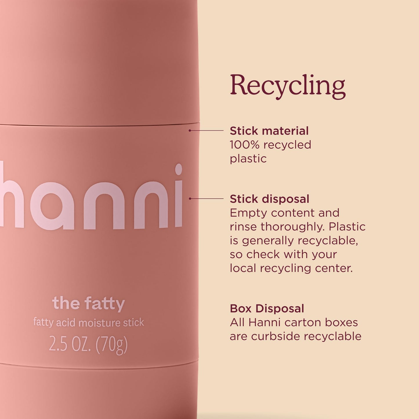 HANNI Fatty Body Moisturizer Stick with Fatty Acids, Travel Size Friendly Solid Lotion for Plumping and Hydration, Fragrance-Free and Safe for Sensitive Skin, 2.5 oz