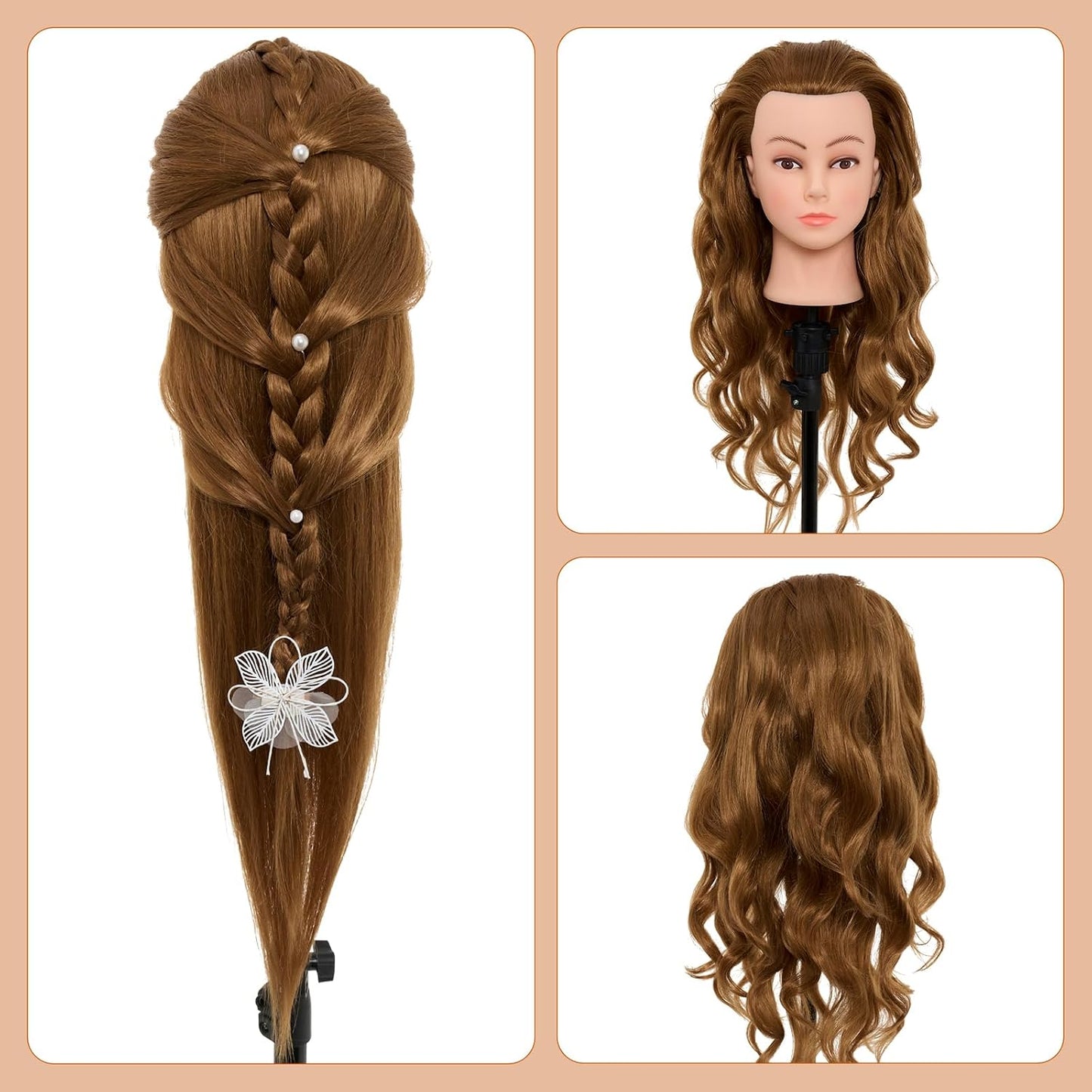 Mannequin Head - 28-Inch with 80% Real Human Hair for Hair Styling, Braiding & Curling | Blonde