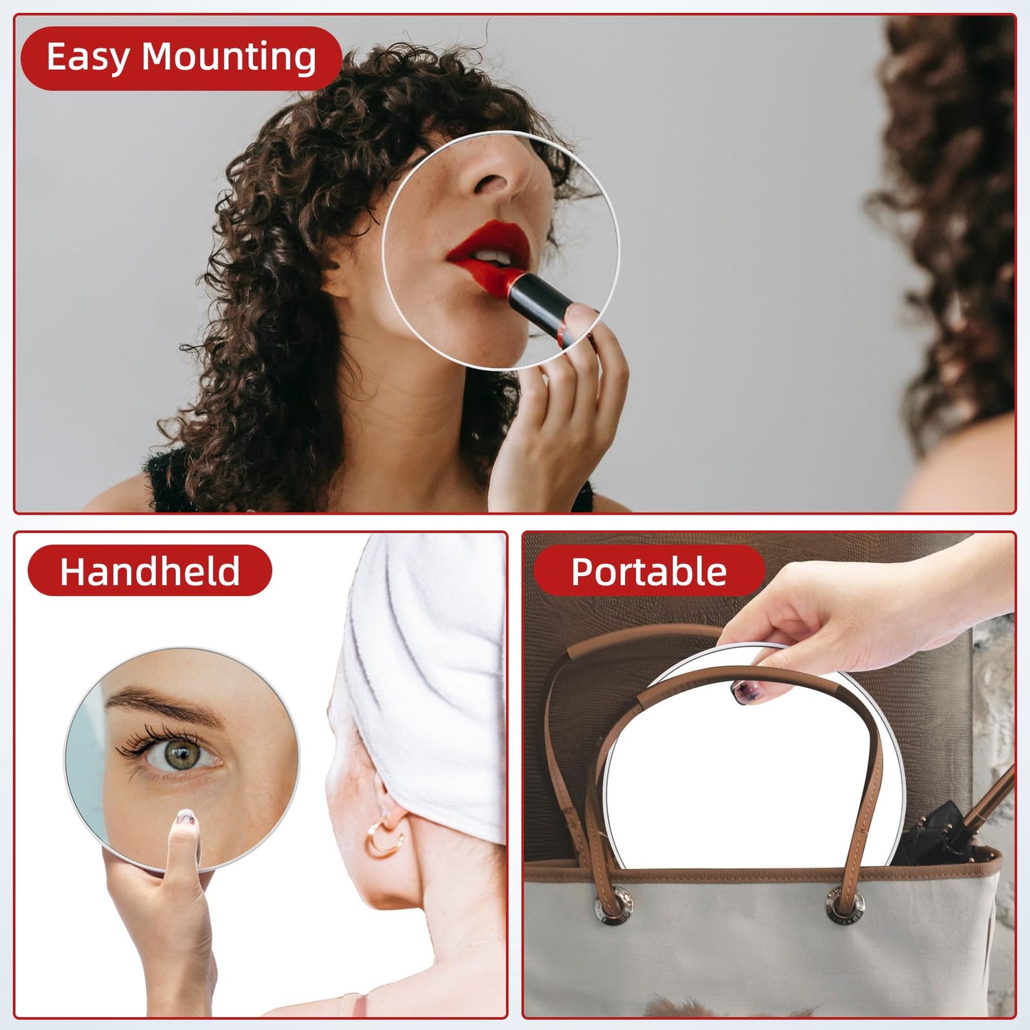 20X Magnifying Mirror and Tweezers Kit, 6 Inch Compact Size, 20X Magnification with 3 Suction Cups Wall Mounting, Portable Makeup Magnified Mirror for Women Men