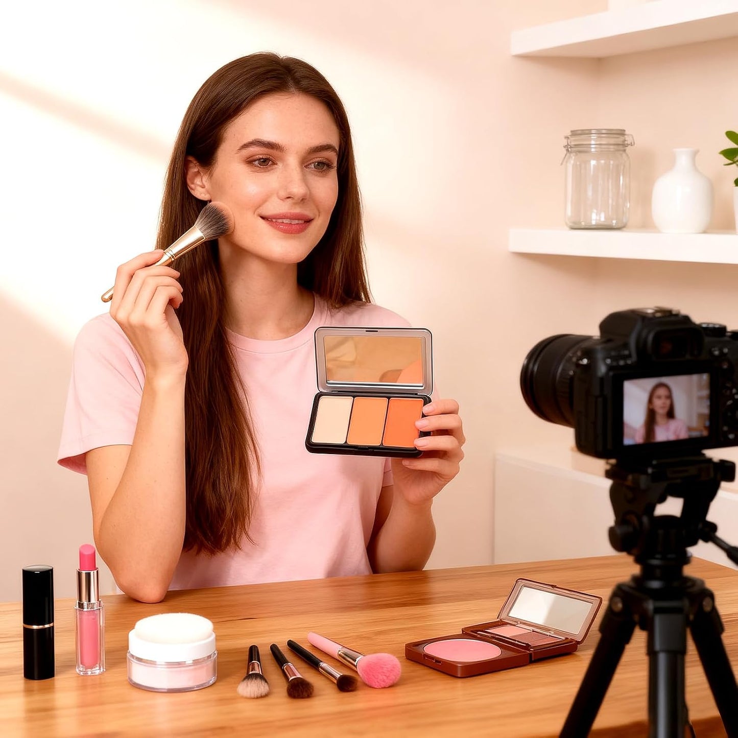 Empty Eyeshadow Palette - Refillable Magnetic Makeup Organizer with Mirror | Compact Travel Size for Eyeshadow, Blush, Lipstick