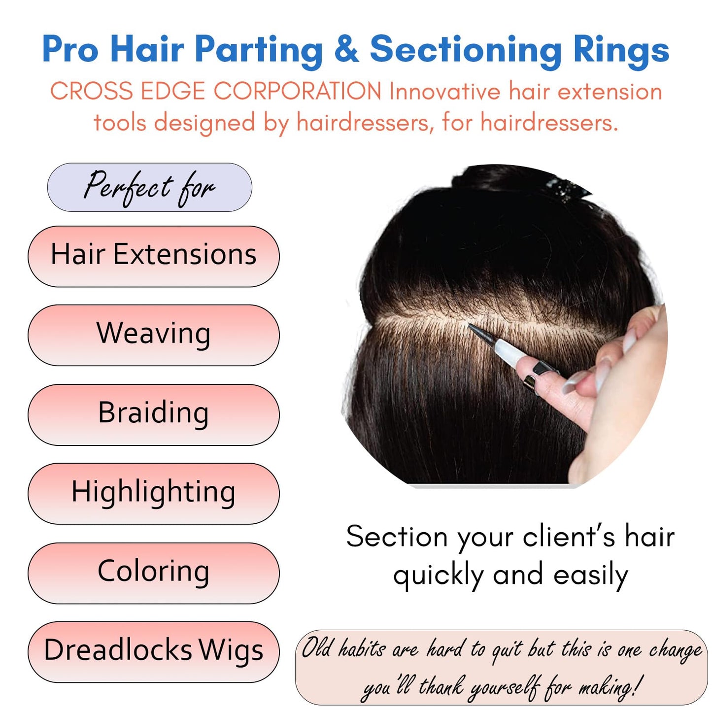 Quick Braid Aid Finger Parting Tool - Stainless Steel Stitch Braiding Tools for Durable Dreadlocks Wig & Installation of Weave Hair Human Extensions Beader Tools (Copper Color)