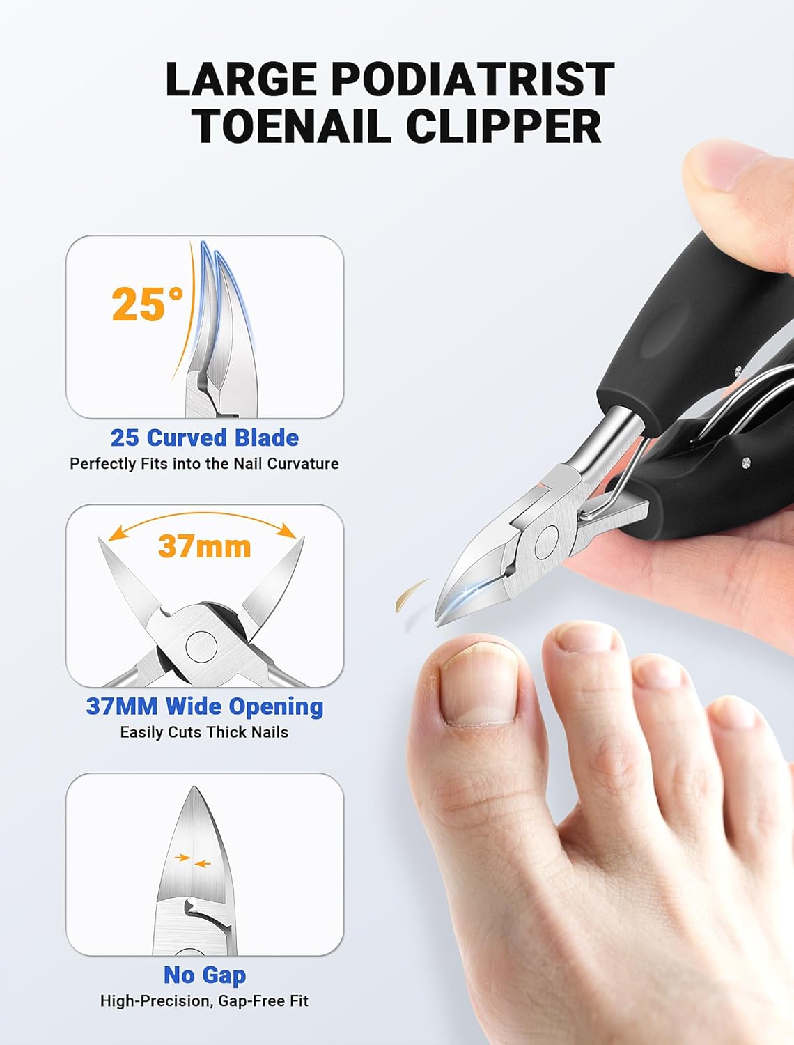 Toenail Clippers for Seniors - Heavy Duty Ingrown Toenail Cutter with Long Handle | 7-Piece Set for Thick Nails