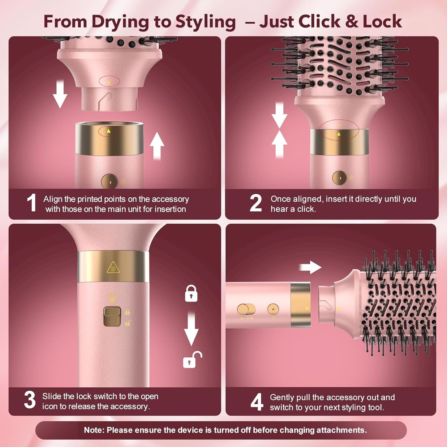 Mythsight 6-in-1 Air Styler & Blow Dryer Brush - Fast Drying, Auto-Wrap Curl, Frizz-Free Finish | Perfect Gift for Women