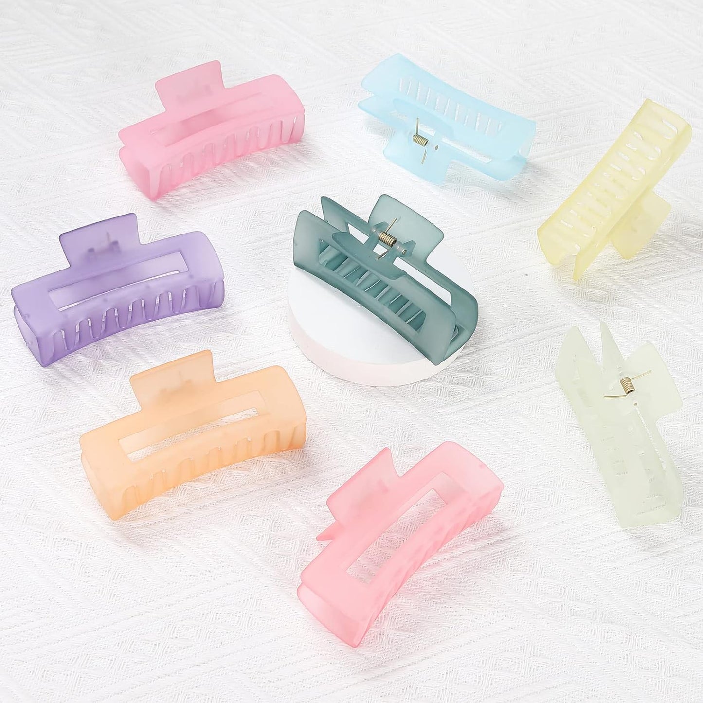 Acrylic Banana Jaw Hair Clips - 8 Pcs Nonslip Rectangle Clips for Thick Hair | Matte Colors, 4.1 Inch