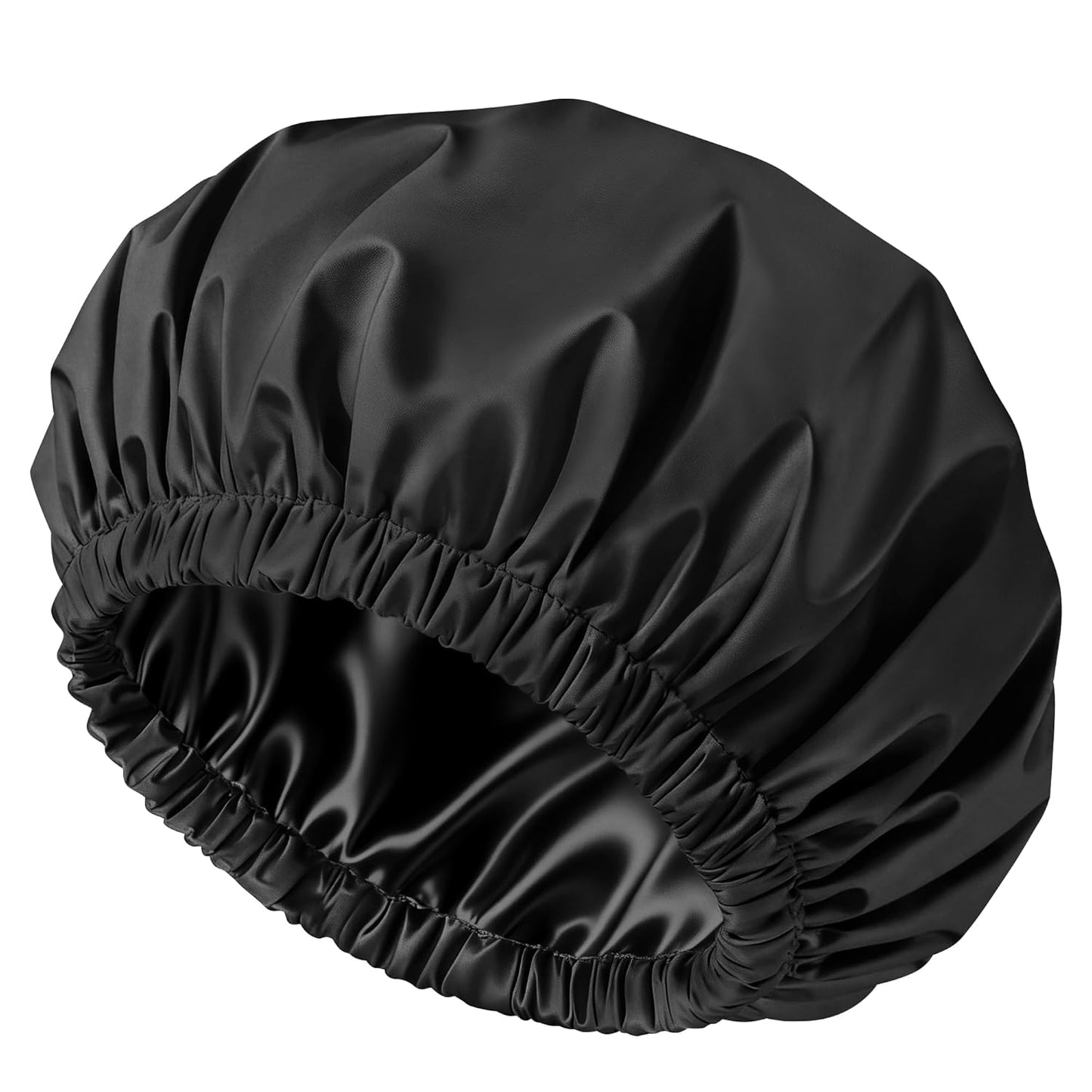 Satin Lined Shower Cap for Women - Reusable Waterproof Hair Protection | Large Washable Pink Cap