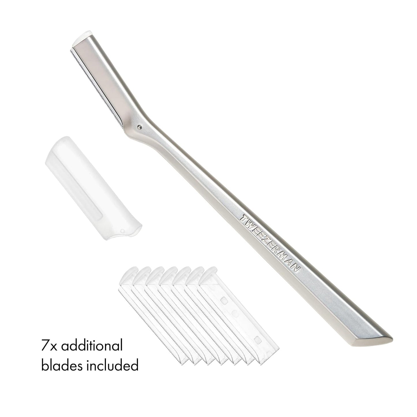 Tweezerman Stainless Steel Facial Razor - Precision Shaving Tool with 7 Replacement Blades